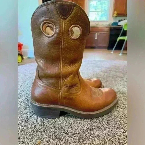 Ariat boot men's size 10 waterproof leather 11 inch brown tan nonsteel - Picture 1 of 12